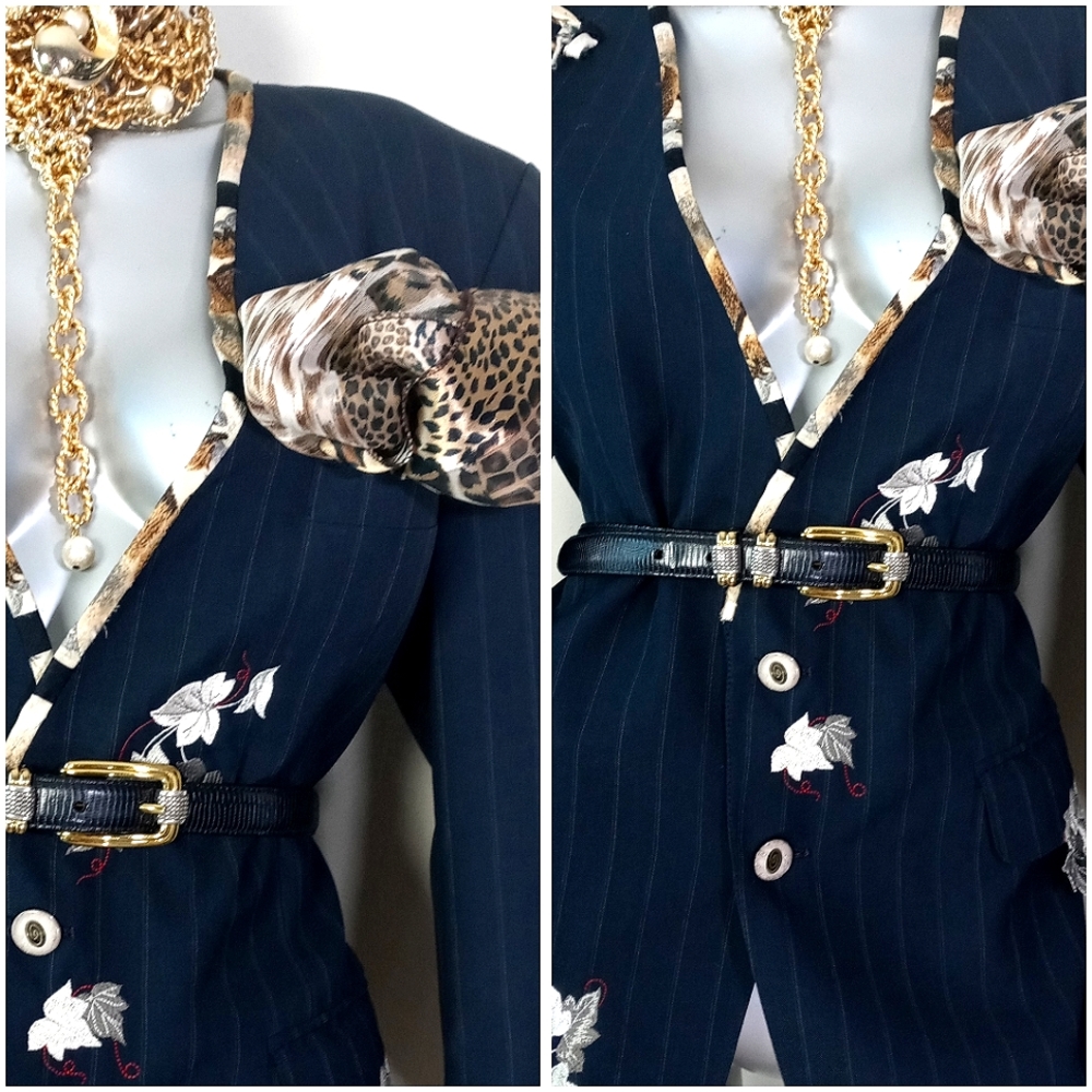 Evan Picone Pinstripe Craft Core Wearable Art RAD Blazer - Picture 11 of 15